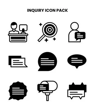 Inquiry DuoTone Set Icons Pack Stock Illustration