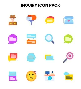 Inquiry Flat UI Icons Pack 스톡 일러스트