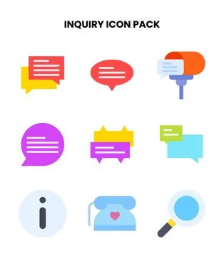 Inquiry Flat UI Icons Pack Stock Illustration