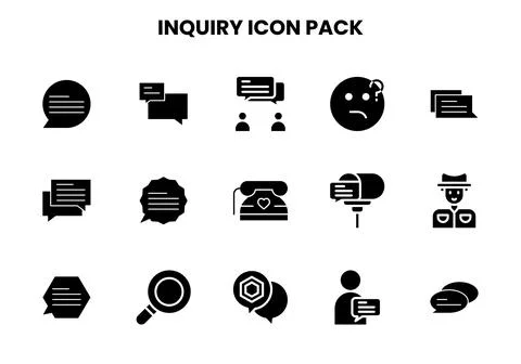 Inquiry Glyph Icons Pack Stock Illustration