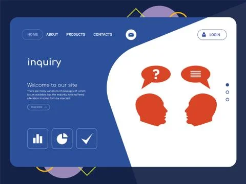 Inquiry Landing page website template design Free Stock Illustration