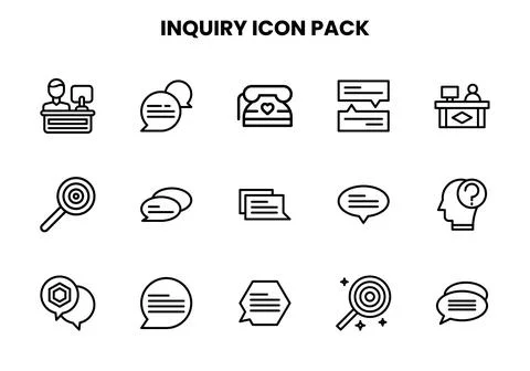 Inquiry Line Design Icons Pack Ilustración de archivo