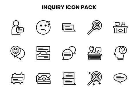 Inquiry Line Design Icons Pack Ilustração Stock
