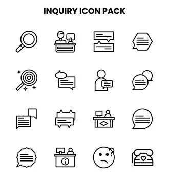 Inquiry Line UI Icons Pack Stock Illustration