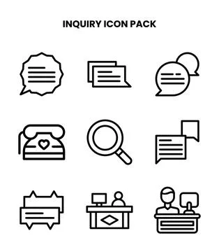 Inquiry Line UI Icons Pack Stock Illustration