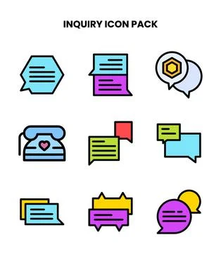 Inquiry Lineal Color Vector Icons Pack Stock Illustration