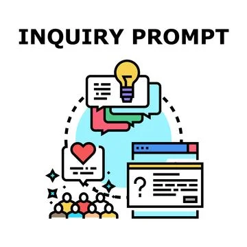 Inquiry prompt concept identifying ideas and receiving feedback Stock Illustration