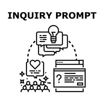 Inquiry prompt concept identifying ideas and receiving feedback Stock Illustration