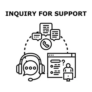 Inquiry for support concept, customer service assistance Stock Illustration