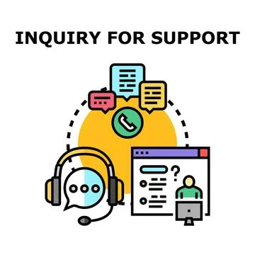 Inquiry for support concept, customer service assistance Stock Illustration