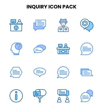 Inquiry Two Colour Set Icons Pack 스톡 일러스트