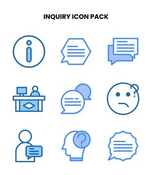 Inquiry Two Colour UI Icons Pack Stock Illustration