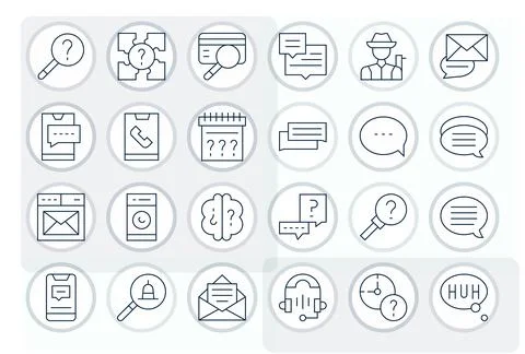 Inquiry Ultimate Vector Package with 24 High Resolution Thin Line PIXEL Per.. Stock Illustration
