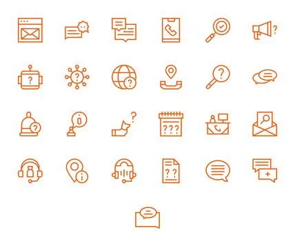 Inquiry Vector Icon Library with 25 Regular Line Retina Ready Pixel Aligned.. Stock Illustration