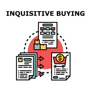 Inquisitive buying process exploring product selection and purchase decision Stock Illustration