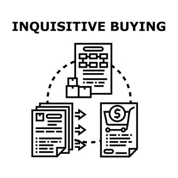 Inquisitive buying process exploring product selection and purchase decision Stock Illustration