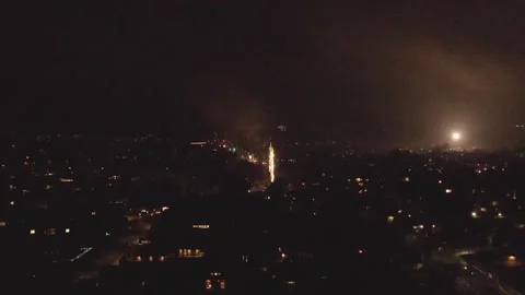 Insane Aerial Shot Of Fireworks Exploding Against Dark Sky Stock Footage 263709743
