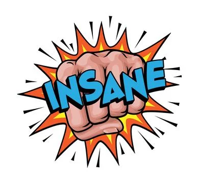 INSANE Comic Book Pop Art Starburst Fist Graphic Illustrazione stock