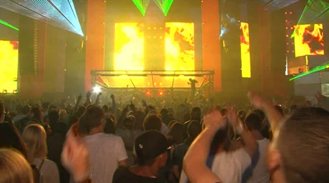 Insane crowd - Hands in the air - Facing stage - Festival Scene 2 Stock Footage 34135788