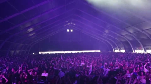 Insane crowd - Hands in the air - Facing stage - Festival Scene 3 Stock Footage 34137627