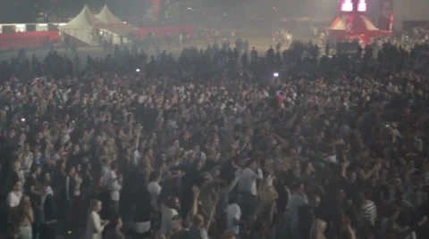 Insane crowd - Laser Shows - Side View - Festival - Slowmotion Stock Footage 34135301