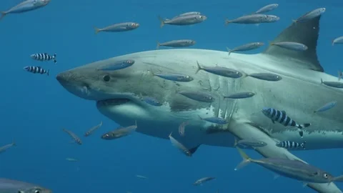 Insane Great White Shark Pass Stock Footage 236126966