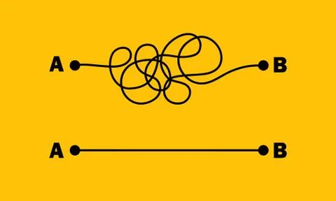 Insane messy line set. Easy and difficult process way line. Vector on isolate Stock Illustration