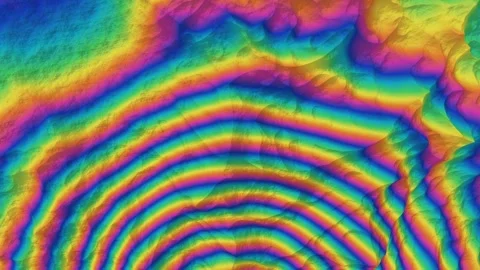 InSAR Interferogram Wrapped Phase Fringes Volcano Inflation Ground Deformation Vídeos de archivo 343368220