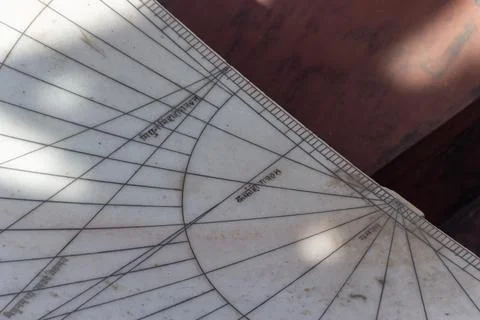 Inscribed Marble Quadrant with Astronomical Grid Lines and Devanagari Script Stock Photos