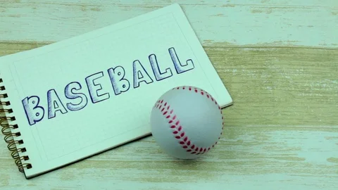 Inscription baseball in a notebook Stock Footage 76638231