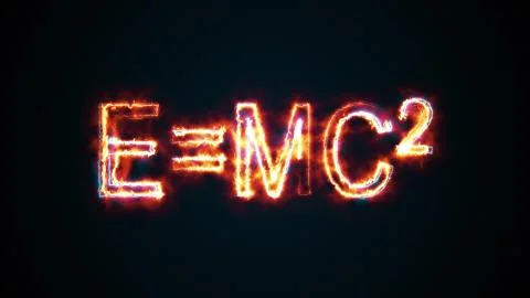 Inscription E mc2, computer generated. 3d rendering of Albert Einsteins physical Stock Illustration