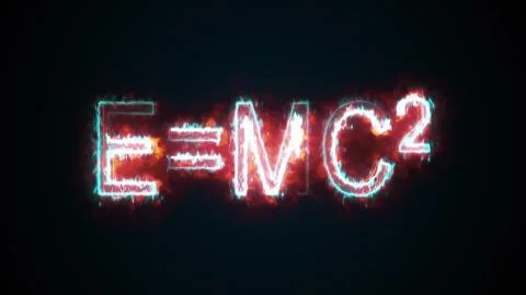Inscription E mc2, computer generated. 3d rendering of Albert Einsteins physical Illustrazione stock