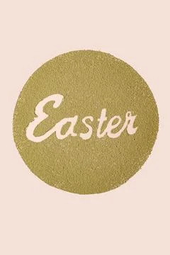 The inscription Easter in a round frame from matcha tea. Spring celebration Stock Photos