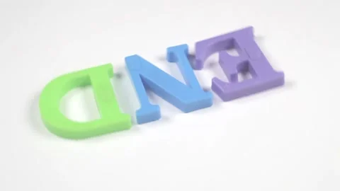 The inscription end lined with plastic multicolored letters Stock Footage 154868292