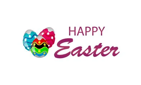 Inscription happy easter and easter eggs Stock Illustration