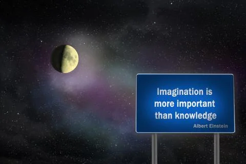 Inscription immagination is more important than knowledge on billboard Stock Illustration