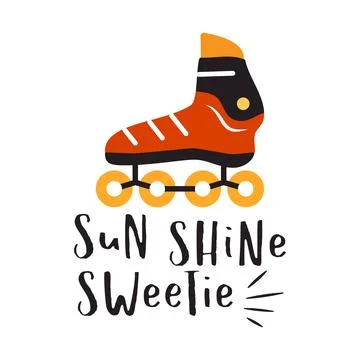 Inscription with inline skate image on white background Stock Illustration