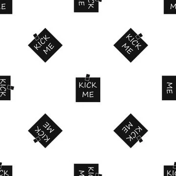 Inscription kick me pattern seamless black Stock Illustration
