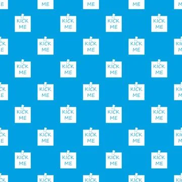 Inscription kick me pattern seamless blue Stock Illustration