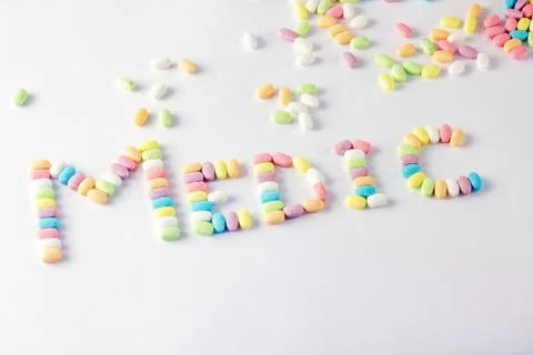 Inscription from multi-colored tablets Foto stock