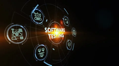 Inscription SOFTWARE TESTING on the virtual display. Business, modern technol Stock Footage 189991184