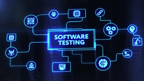 Inscription SOFTWARE TESTING on the virtual display. Business, modern technol Stock Footage 198300665