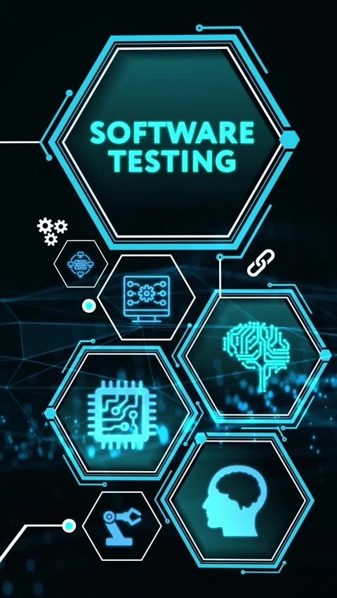 Inscription SOFTWARE TESTING on the virtual display. Business, modern techn.. Stock Footage 280963893