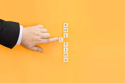 Inscription Solution made from cubes Stock Photos