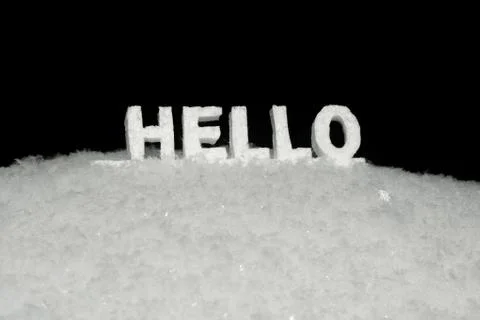 Inscription text hello in the snow Stock Photos