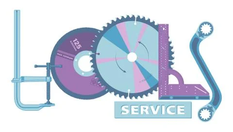 The inscription "TOOLS" made of tools. Vector. Stock Illustration