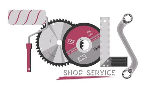 The inscription "TOOLS" made of tools. Vector. Stock Illustration