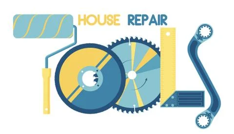 The inscription "TOOLS" made of tools. Vector. Stock Illustration