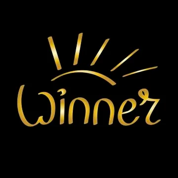 Inscription Winner. Hand drawn lettering. Vector illustration. Black and gold Stock Illustration