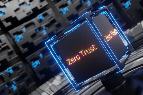 Inscription zero trust on the technological design. Network connection concep 스톡 일러스트